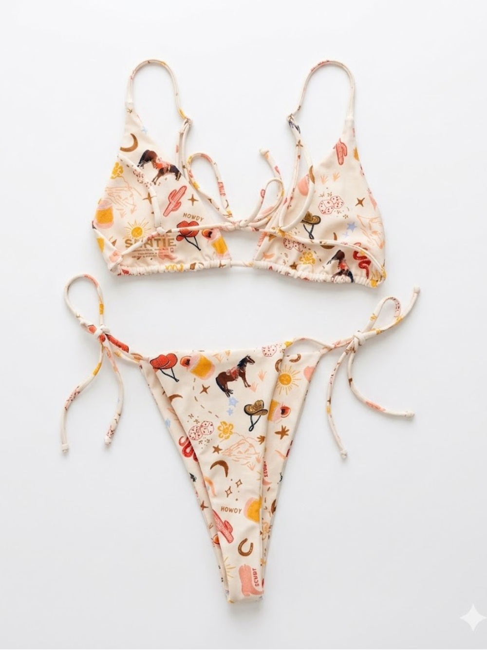 Skatie El Paso Western Print Bikini Set, M Ella Top + S Elsa Bottom - Picture 5 of 6